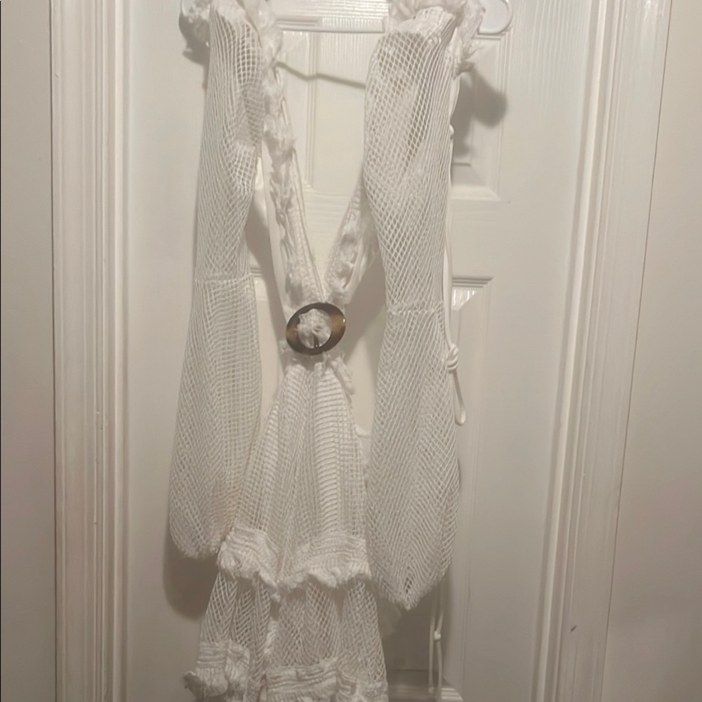 Chic White Mesh Beach Cover-Up